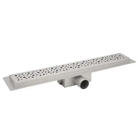 Душевой лоток AZARIO 450 мм, D40(50), металлическая перфорированная решетка, металлический желоб, гидрозатвор (AZT2PT20450)