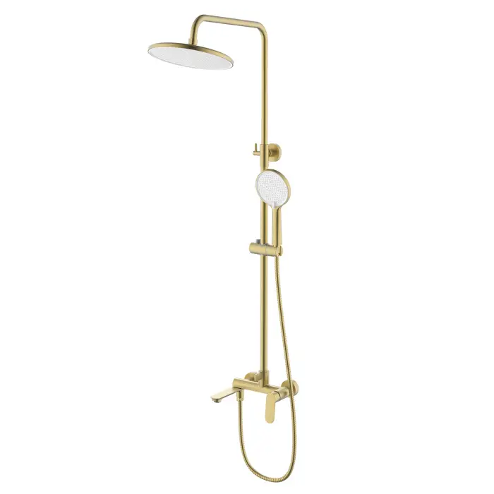 Душевая система Azario Alanti с круглым тропическим душем, керамический картридж, шланг 150 см, золото матовое (AZ-K2332MG)
