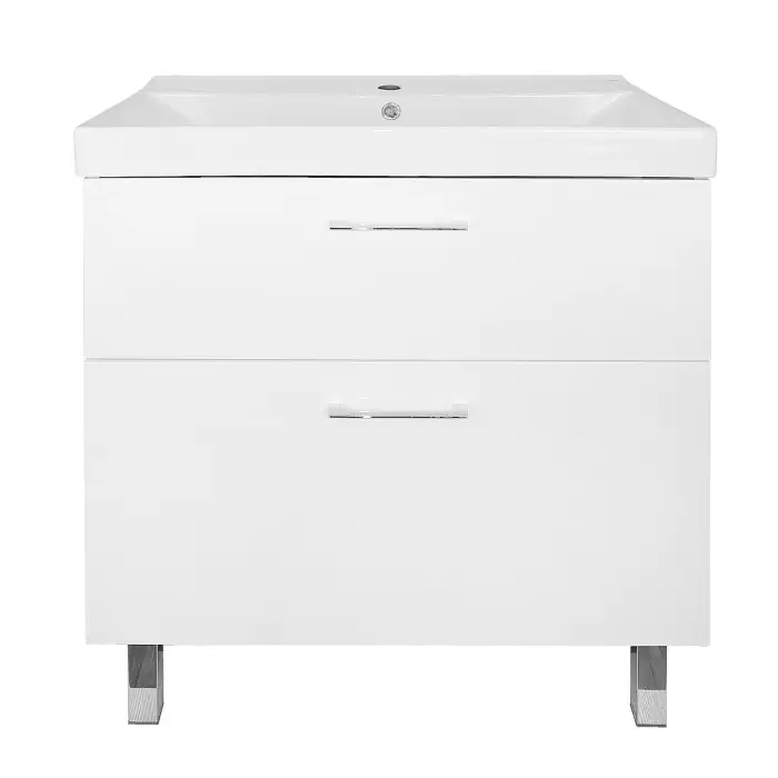 Комплект Тумба Azario Ника 80 Н 815х470х860 напольная, с раковиной Tempo 80, белый глянцевый (CS00091370)