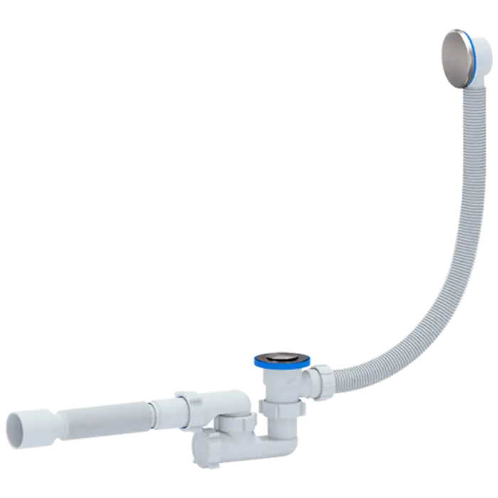 Слив-перелив Ани Пласт для ванны автомат регулируемый клик-клак 1 1/2"х40 с гофрой 40/50 с сеткой (EC255)