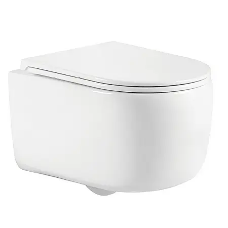 Унитаз подвесной Azario NATA 360х515х350 безободковый, система смыва "Скрытое Торнадо", с быстросъемным сиденьем "Микролифт" (AZ-5102T-WHT)