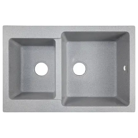 Кухонная мойка AZARIO Ostin 770x510х210 искусственный мрамор, двойная, сифон в комплекте, цвет серый (CS00105243)