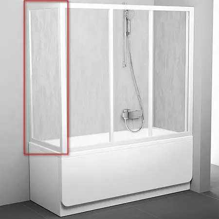 Боковая стенка шторки на ванну Ravak APSV-80, профиль белый, витраж полистирол рейн (9504010241)