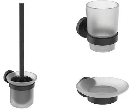 Набор аксессуаров для ванной комнаты Ideal Standard Silk Black IOM, черный матовый (A9245XG)