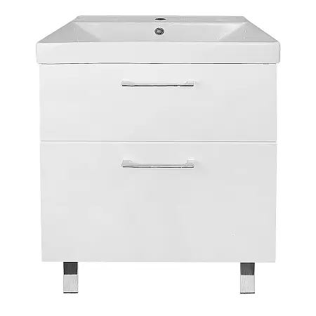 Комплект Azario Тумба Ника 60 Н 610х480х860 напольная, с раковиной Tempo 60, белый глянцевый (CS00091368)