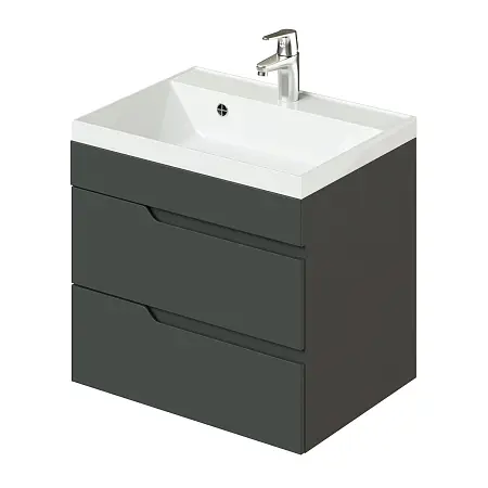 Комплект тумба Итана Alexa 60 (600х450х560) подвесная, с раковиной Clarissa 60, графит (CS00093214)
