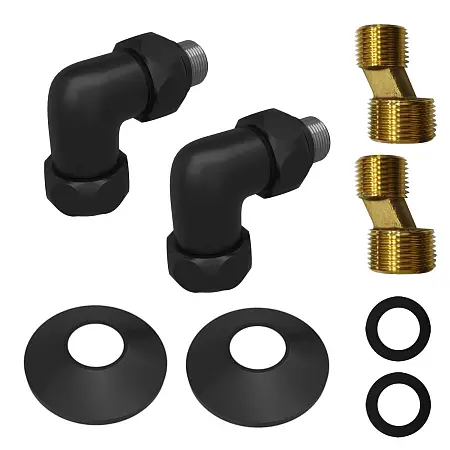 Угловое соединение для полотенцесушителей Azario уголок со сгоном 3/4"х1/2", черный (AZ83852FB)