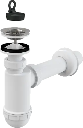 Сифон для раковины Alcadrain 40 мм с нержавеющей peшeткой 63 мм (A41)