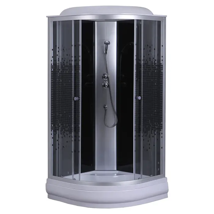 Душевая кабина Loranto 90х90х215 поддон 13см, черный мозаичный узор, прозрачное стекло 4мм, профиль хром матовый (CS-6690-13K 90)