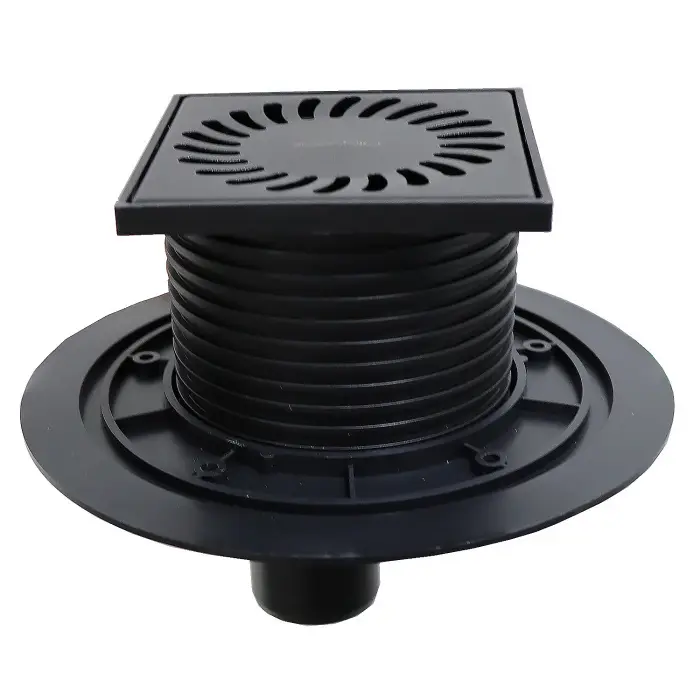 Душевой трап Azario 125х125 D50 вертикальный слив, черный матовый (AZ-384 AC)