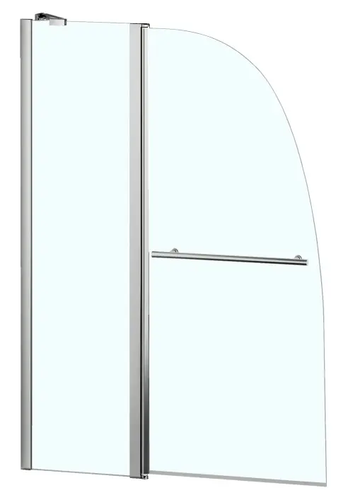 Шторка для ванны Azario Бостон 100*140 с поручнем, хром, прозрачное стекло 6 мм. (AZ-142TB)