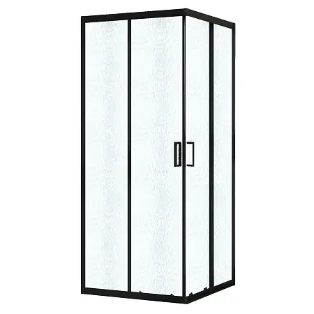 Душевое ограждение Azario PARIS 1000х1000х1950 стекло "Шиншилла" 5 мм, профиль черный матовый (AZ-R06-100-MB-CHC)