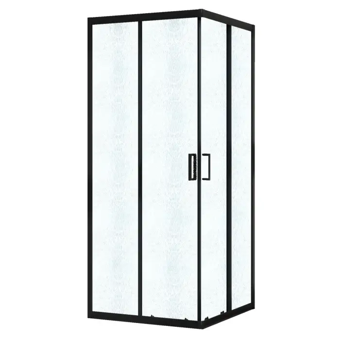 Душевое ограждение Azario PARIS 1000х1000х1950 стекло "Шиншилла" 5 мм, профиль черный матовый (AZ-R06-100-MB-CHC)