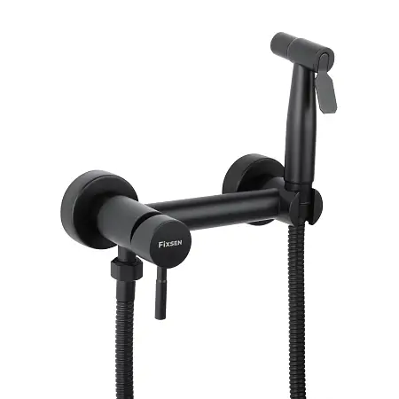 Смеситель с гигиеническим душем Fixen OXFORD однорычажный, керамический картридж, черный (FX-9505B)