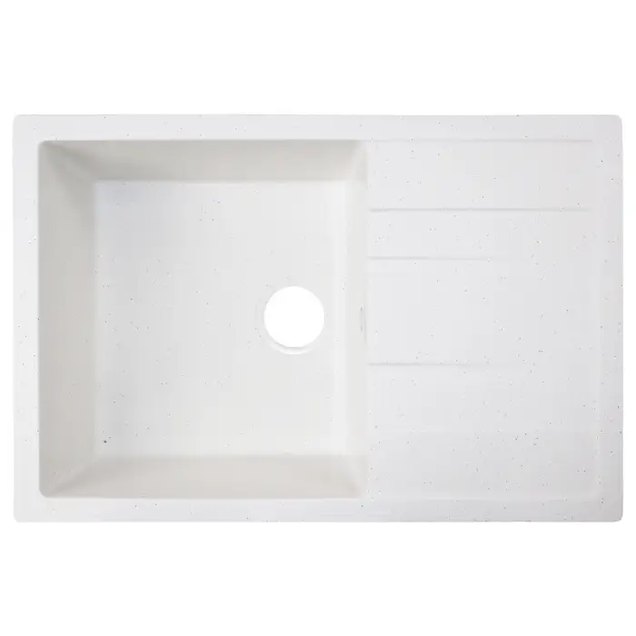 Кухонная мойка AZARIO Rio 750x505x185 искусственный мрамор, с "крылом", сифон в комплекте, цвет белый крап (CS00105231)