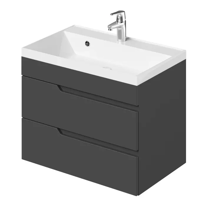 Комплект тумба Итана Sky 70 (699х448х560) подвесная, с раковиной Clarissa 70, графит (CS00091540)
