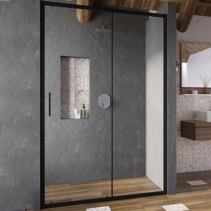 Душевая дверь Ravak Blix Slim BLSDP2-100 раздвижная, стекло Transparent, профиль Черный матовый (X0PMA0300Z1)