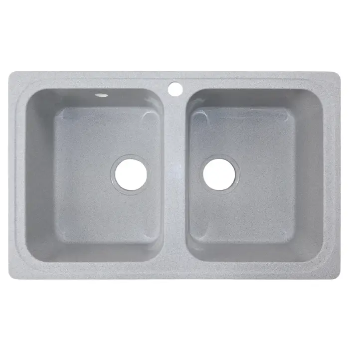 Кухонная мойка AZARIO Alba 780x490x190 двойная, искусственный мрамор, сифон в комплекте, цвет серый (CS00105219)