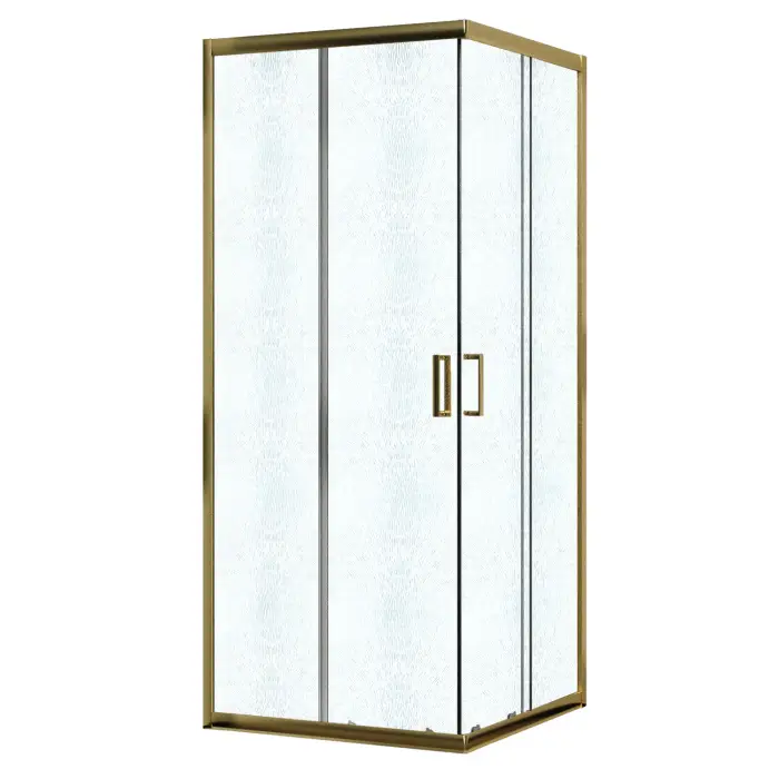 Душевое ограждение Azario PARIS 1000х1000х1950 стекло "Шиншилла" 5 мм, профиль брашированное золото (AZ-R06-100-BGL-CHC)