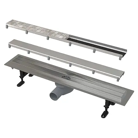 Душевой лоток Alcadrain Fit&Go полая под плитку, с решеткой, нержавеющая сталь (APZ13-DOUBLE9-950)