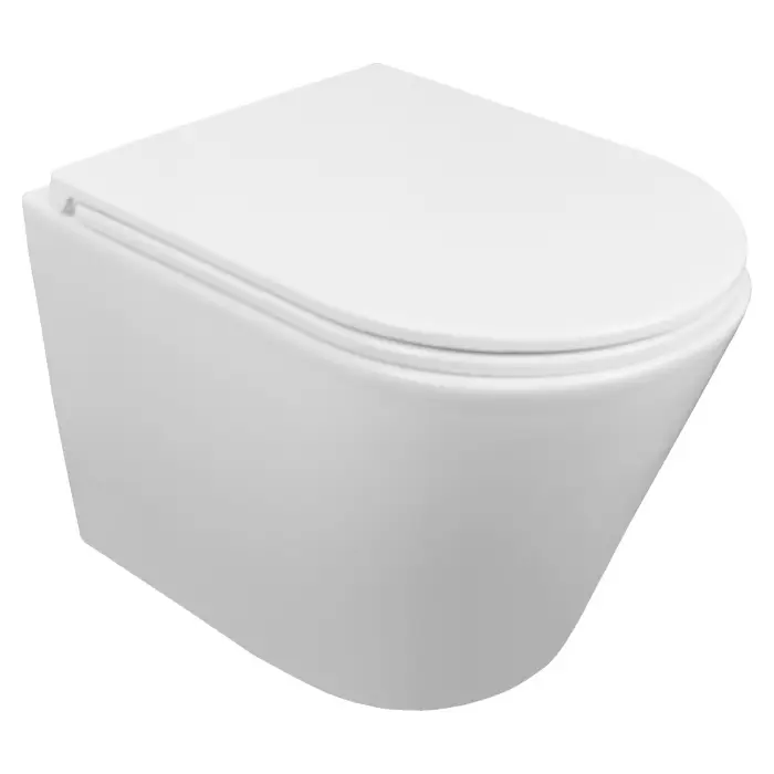 Унитаз подвесной Azario Терамо 515х355х365 безободковый, скрытое крепление, смыв "Торнадо",  в комплекте с сидением микролифт (AZ-0053-UQ3)