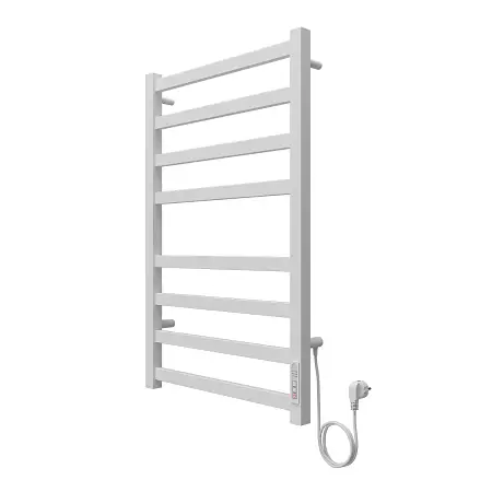 Полотенцесушитель электрический AZARIO PALERMO 500/800 квадрат, 8 секций, диммер справа, белый (AZ83858W)