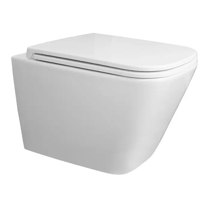 Унитаз подвесной Azario Терамо 340х490х350 безободковый, система слива "Скрытое торнадо",  в комплекте с сиденьем микролифт (AZ-0052-UQ3)