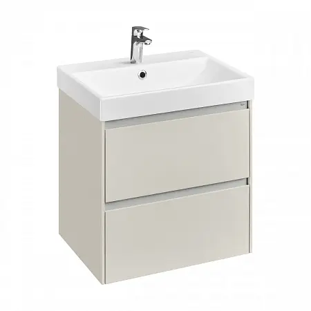 Комплект: Тумба под раковину Roca Ona Olive 600 подвесная, 2 ящика + раковина ONA 60х46, слоновая кость (Z.RU93.1.045.6)