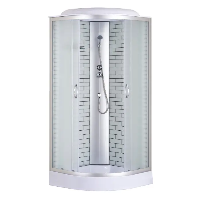 Душевая кабина Loranto 90х90х215 поддон 13см, белый кирпичный узор, матовое стекло 4мм, профиль хром (CS669013FW90)