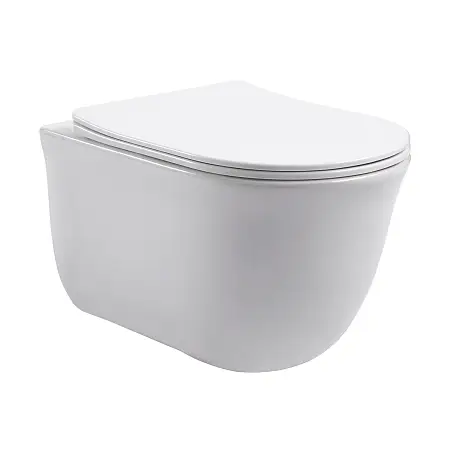 Унитаз подвесной Azario Листа 490х365х340 безободковый, система смыва "Скрытое Торнадо", с быстросъемным сиденьем "Микролифт" (AZ-1177T)