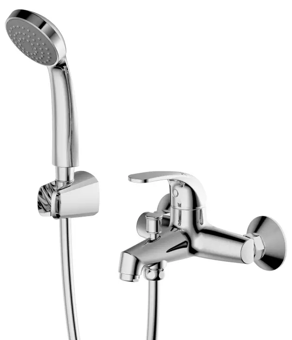 Смеситель для ванны Bravat Fit с коротким изливом и душевой лейкой, хром (F6135188CP-B-RUS)