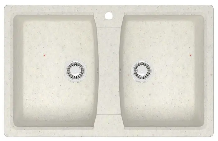 Кухонная мойка AZARIO Элмас 780х500х190 двойная, искусственный мрамор, цвет хлопок (CS00079898)