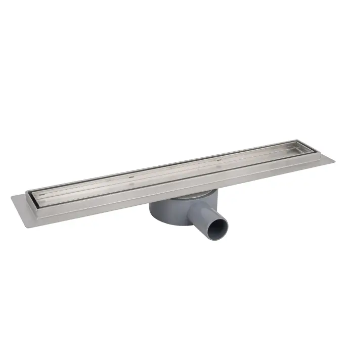 Душевой лоток AZARIO 700 мм, D40(50), решетка из нержавеющей стали "под плитку", металлический желоб, поворот 360°, комбинированный затвор (AZT3TILE700)