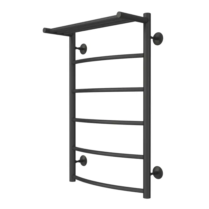 Полотенцесушитель водяной AZARIO VERONA 500/800 с полкой, 5 секций, нижнее/диагональное подключение, 1/2", графит (AZ83864PG)