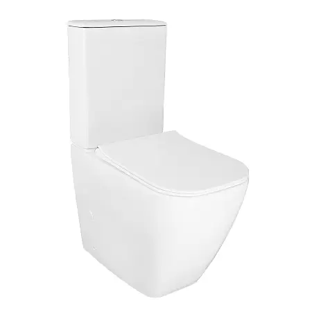 Унитаз-компакт Azario Мирада С 385х620х920 напольный, безободковый в комплекте с бачком и сиденьем микролифт, белый (AZ-1288A)