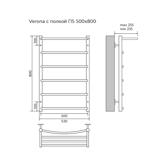 VERONA  500х800 c полкой водяной 5