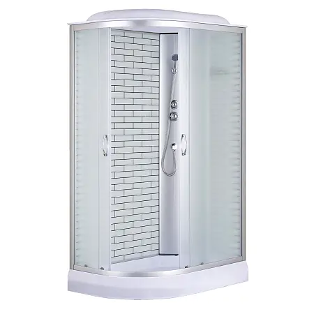 Душевая кабина Loranto 120х80х215 правосторонняя, поддон 13см, белый кирпичный узор, матовое стекло 4мм, профиль хром (CS6612013RFW120)