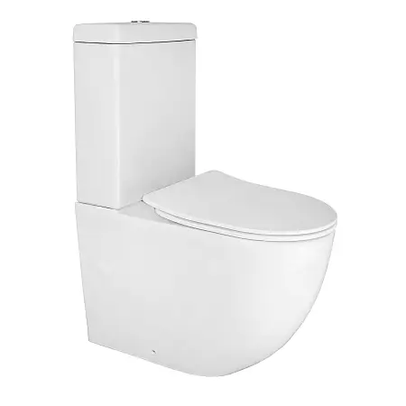 Унитаз-компакт Azario Renda 340х620х810 напольный, безободковый,  в комплекте с арматурой, сиденье микролифт, белый (AZ-8693)