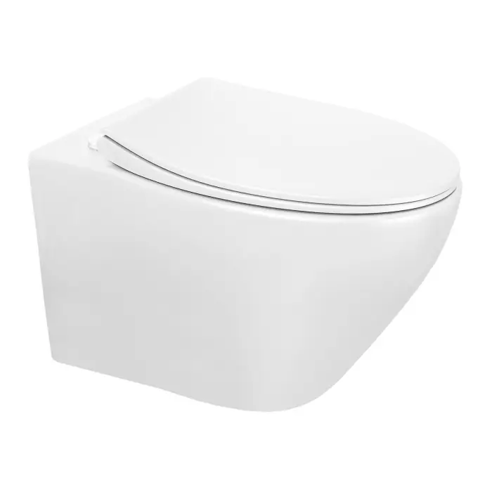 Унитаз подвесной Azario Керас Вайт 370х520х360 безободковый, с быстросъемным сиденьем микролифт, белый глянцевый (AZ-99046W)