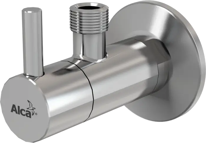 Угловой вентиль с фильтром Alcadrain 1/2" × 3/8", круглый, хром (ARV001)