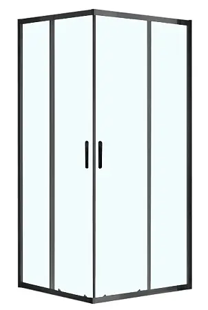 Душевое ограждение AZARIO 1000х1000х2000, БЕЗ ПОДДОНА, прозрачное стекло 6 мм, цвет профиля черный (AZ-ND1142 1000 Black)