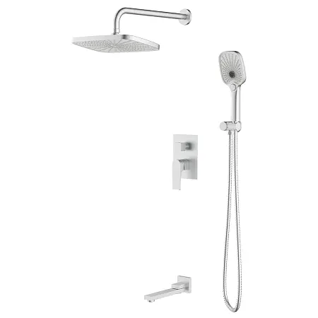 Душевая система Azario Arida скрытый монтаж, с изливом, керамический картридж, шланг 150 см, сатин (AZ-K7354BN)