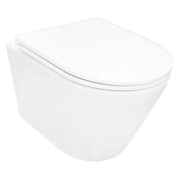 Унитаз подвесной Azario Вэла 360х480х360 безободковый, система смыва "Торнадо", с быстросъемным сиденьем микролифт (AZ-2480)