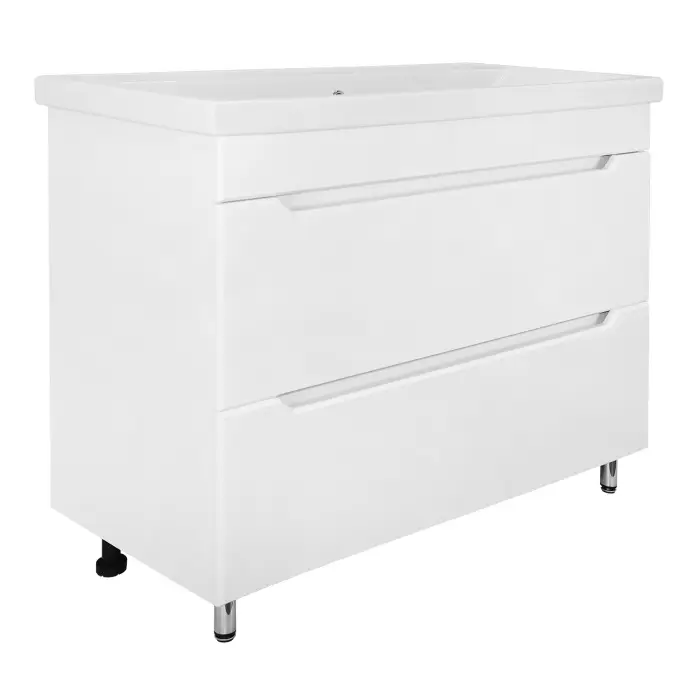 Комплект тумба Loranto Палермо 100/2Н 1000х455х850 напольная,  с раковиной Фостер 100, белый глянцевый (CS00096752)