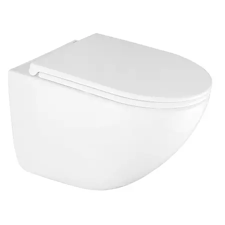 Унитаз подвесной Azario Trevi 495х360х390 безободковый, слив "Скрытое Торнадо", в комплекте с сидением микролифт, белый (AZ-0093UQ3)